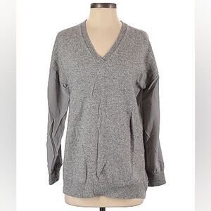 Magaschoni Cashmere Silk Sweater Soft V Neck Oversized Preppy Contemporary Sz:S